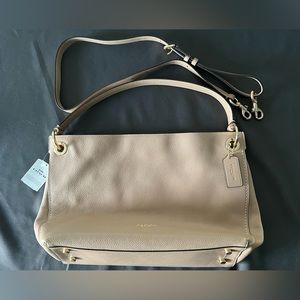 Coach Clarkson Hobo Hand Bag, Beige with gold metal